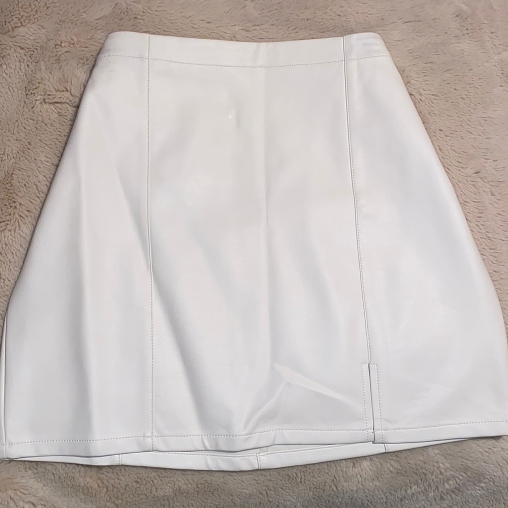 White Forever 21 Faux Leather Mini Skirt